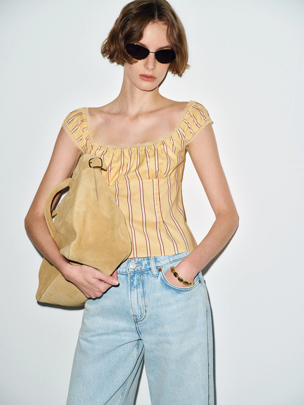 Reformation Amouret Top Yellow - Size 8